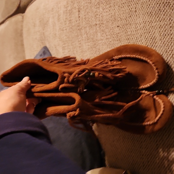 Minnetonka leather brown Fringe Boots - Picture 1 of 7